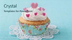  Presentation with blue rose - Cool new slide set with blue heart - cup cake with pink marzipan backdrop and a sky blue colored foreground