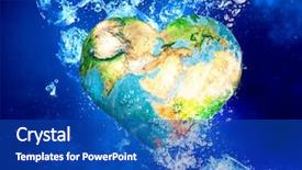  Presentation with under water - Presentation design consisting of blue heart - earth planet under water background and a  colored foreground