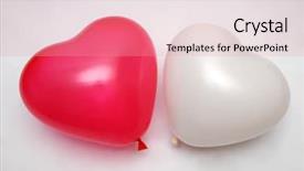  Presentation with love heart - Slide set with blue heart - love baloons background and a coral colored foreground