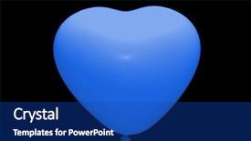  Presentation with ball bearing on a white - PPT theme enhanced with blue heart - white baloon isolated background and a ocean colored foreground