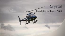  Presentation with blue sky - PPT theme having blue-helicopter-in-flight-over background and a light gray colored foreground