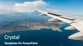  Presentation with high technology - Colorful slide set enhanced with blue high technology - airplane wing out of window backdrop and a ocean colored foreground