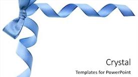  Presentation with blue ribbon - Amazing PPT layouts having blue holiday ribbon bow backdrop and a white colored foreground