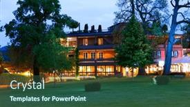  Presentation with blue and yellow green - PPT theme enhanced with blue-hour-at-velden background and a ocean colored foreground