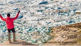  Presentation with banner blue - Cool new theme with blue ice from iceberg backdrop and a coral colored foreground