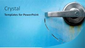  Presentation with industrial - Slide set with blue-industrial-doors-textured-metal background and a light blue colored foreground