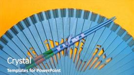  Presentation with golden yellow - Cool new PPT theme with blue japanese chopsticks on yellow backdrop and a  colored foreground