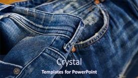  Presentation with jeans - Amazing PPT theme having blue-jeans-on-a-brown backdrop and a ocean colored foreground