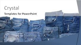  Presentation with jeans blue denim texture - Colorful PPT theme enhanced with blue-jeans-texture-or-denim backdrop and a white colored foreground
