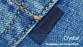  Presentation with of blue jeans denim - Slide deck consisting of blue jeans with blank label background and a ocean colored foreground