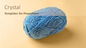  Presentation with knitting - Presentation theme consisting of blue knitting thread on light background background and a lemonade colored foreground