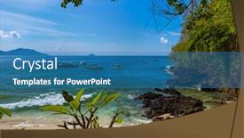  Presentation with bali - Beautiful PPT theme featuring blue-lagoon-beach-bali-island backdrop and a teal colored foreground