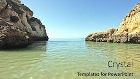  Presentation with lagoon - Colorful PPT layouts enhanced with blue-lagoon-in-portugal backdrop and a mint green colored foreground