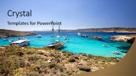  Presentation with malta - Colorful theme enhanced with blue lagoon on comino island malta backdrop and a light blue colored foreground