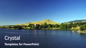  Presentation with royal blue - Presentation theme with blue lake in segovia spain background and a ocean colored foreground