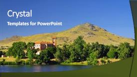  Presentation with europe - Colorful PPT theme enhanced with blue lake in segovia spain backdrop and a teal colored foreground