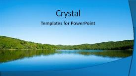  Presentation with facet brilliant diamonds on blue - Cool new slide set with blue lake in the evening backdrop and a cyan colored foreground