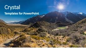  Presentation with glacier - Audience pleasing PPT layouts consisting of blue lakes and the mountains backdrop and a ocean colored foreground