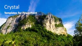  Presentation with green mountains - PPT theme having blue landscape green mountains background and a teal colored foreground