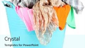  Presentation with laundry - Beautiful slide set featuring blue laundry basket isolated on white backdrop and a arctic colored foreground