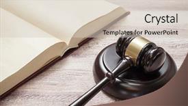  Presentation with judge - Beautiful presentation theme featuring blue law - judge gavel and book backdrop and a lemonade colored foreground
