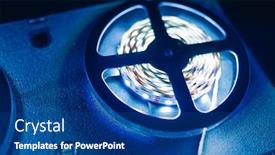  Presentation with led strip - PPT theme enhanced with blue-led-light-strip-roll background and a ocean colored foreground