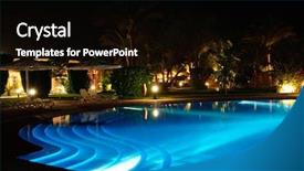  Presentation with blue night - Presentation theme enhanced with blue light swimming pool at night background and a black colored foreground