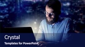  Presentation with electronics - Presentation design enhanced with blue lights in the background background and a navy blue colored foreground