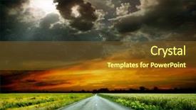  Presentation with road to excellenace - PPT layouts featuring blue line - along the road background and a tawny brown colored foreground