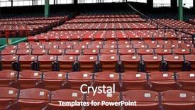  Presentation with blue line - PPT layouts having blue line - rows of empty seats background and a tawny brown colored foreground