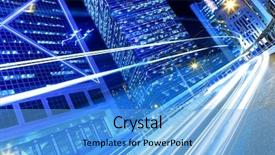  Presentation with city night - Slides having blue line - traffic in city at night background and a light blue colored foreground