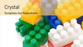  Presentation with plastic - PPT theme consisting of blue line concept - colorful plastic toys isolated background and a yellow colored foreground