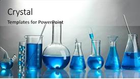  Presentation with test tubes - Amazing slide set having blue liquid on grey background backdrop and a white colored foreground