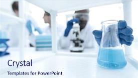  Presentation with liquid - Slide set enhanced with blue liquid on the laboratory background and a sky blue colored foreground