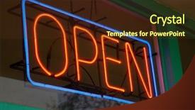  Presentation with blue neon - Presentation theme having blue lit neon sign background and a tawny brown colored foreground