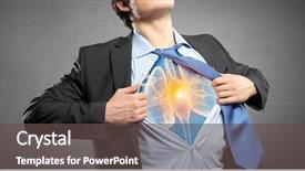  Presentation with lungs - PPT theme enhanced with blue lungs - businessman opening his shirt background and a  colored foreground