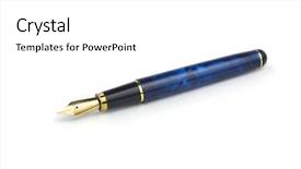  Presentation with fountain pen - Audience pleasing slide deck consisting of blue luxury fountain pen backdrop and a white colored foreground