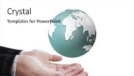  Presentation with hands holding - Audience pleasing presentation consisting of blue map - holding a glowing earth globe backdrop and a white colored foreground