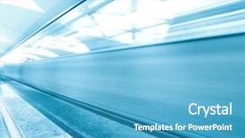 Presentation with metro train - Beautiful slides featuring blue marble - modern illuminated metro station backdrop and a teal colored foreground