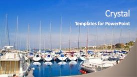  Presentation with marina - Presentation theme enhanced with fishing net nautical vessel - blue marina port in salou background and a teal colored foreground