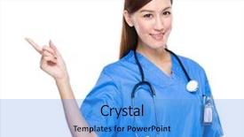  Presentation with flash point - Beautiful slides featuring blue medical - doctor with finger point up backdrop and a teal colored foreground