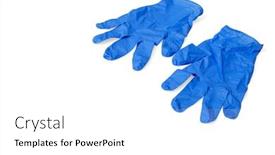  Presentation with medical - Cool new slide set with blue-medical-gloves-on-white backdrop and a white colored foreground