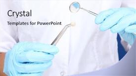  Presentation with tools - PPT layouts with blue medical gloves with dental background and a sky blue colored foreground