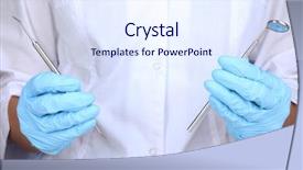  Presentation with medical assistant - Slide set consisting of blue medical gloves with dental background and a sky blue colored foreground