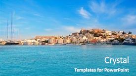  Presentation with mediterranean - Slide set with blue mediterranean sea city background and a teal colored foreground