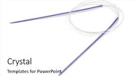  Presentation with needles - Amazing slides having blue metal circular knitting needles backdrop and a white colored foreground