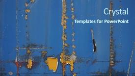  Presentation with sheet metal - Audience pleasing PPT theme consisting of blue-metal-container-wall-sheet backdrop and a ocean colored foreground