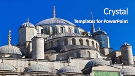  Presentation with architecture mosque - Theme with blue mosque in istanbul turkey background and a cobalt blue colored foreground