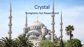  Presentation with istanbul - PPT layouts with blue mosque in istanbul turkey background and a sky blue colored foreground