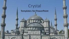  Presentation with istanbul - Audience pleasing presentation theme consisting of blue mosque in istanbul turkey backdrop and a teal colored foreground